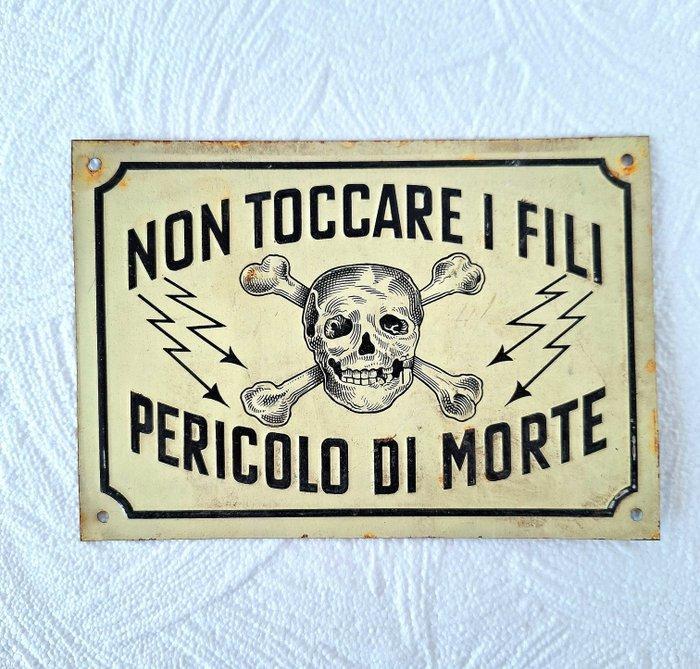 Elektrisch gevaar - Emaille bord - Metaal, Antiek en Kunst, Antiek | Wandborden en Tegels