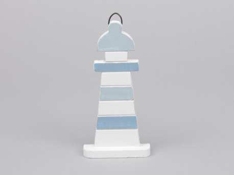 Houten vuurtoren blauw/wit 7. 5x15 cm. Maritiem blauw/wit, Hobby en Vrije tijd, Knutselen, Nieuw