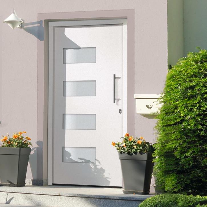 vidaXL Voordeur 110x210 cm aluminium en PVC wit, Doe-het-zelf en Bouw, Deuren en Vliegenramen, Nieuw, Verzenden