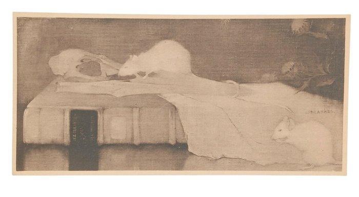 Jan Mankes (1889-1920) - Witte muizen op Perkamentenboek, Antiek en Kunst, Antiek | Overige Antiek