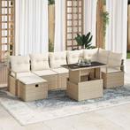 vidaXL 8-delige tuinset met kussens in Beige Poly Rattan, Tuin en Terras, Tuinsets en Loungesets, Verzenden, Nieuw, Tuinset