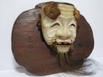 Okina mask, Okina wanddecoratie, houtsnijwerk, antiek,