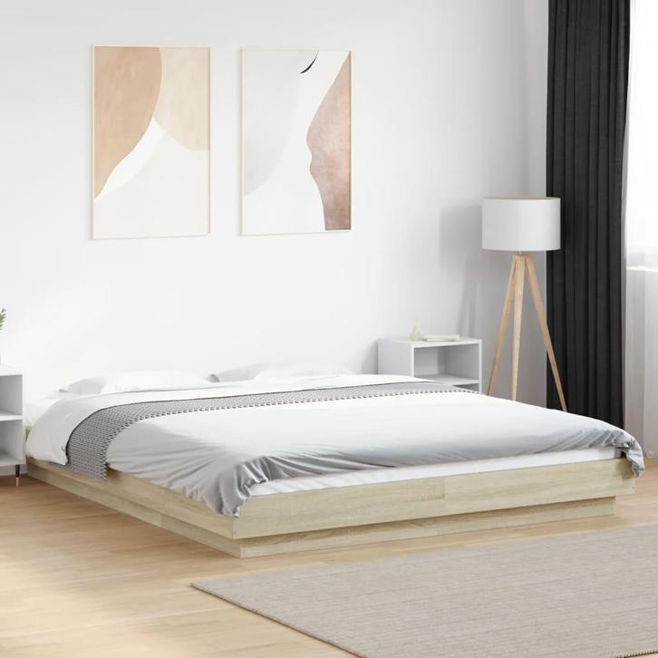 vidaXL Bedframe bewerkt hout sonoma eikenkleurig 160x200 cm, Huis en Inrichting, Slaapkamer | Bedden, Nieuw, Verzenden