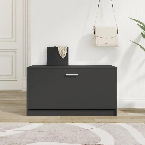 vidaXL Schoenenbank 80x24x45 cm bewerkt hout zwart, Huis en Inrichting, Kasten | Schoenenkasten, Nieuw, Verzenden
