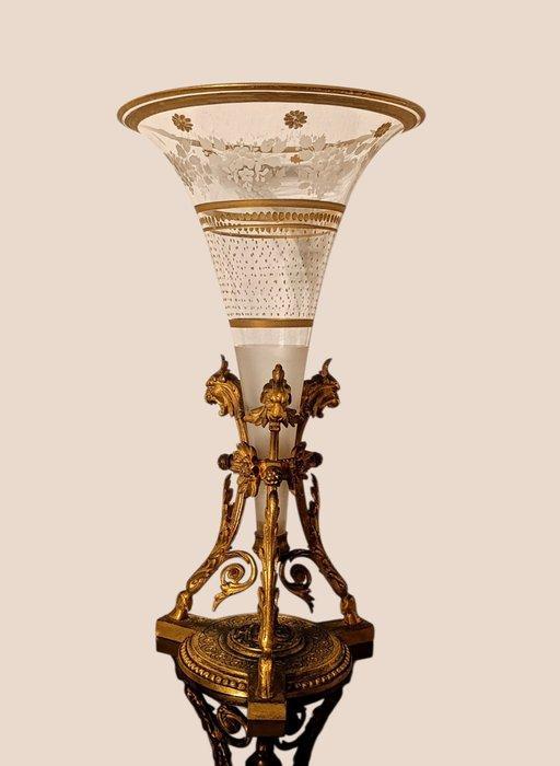 32 cm - Tafelmiddenstuk - Messing, Glas, Antiquités & Art, Antiquités | Meubles | Chaises & Canapés