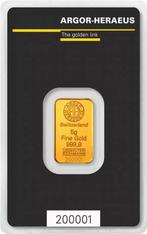 5 gram - Goud .999 - Argor - Verzegeld en met certificaat, Timbres & Monnaies, Métaux nobles & Lingots