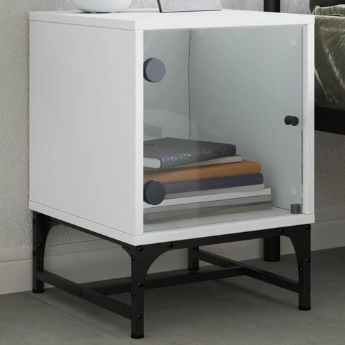 vidaXL Nachtkastje met glazen deur 35x37x50 cm wit, Huis en Inrichting, Slaapkamer | Nachtkastjes, Nieuw, Verzenden