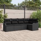 vidaXL Tuinbank Set met opslag 5 pcs Zwart poly rattan, Verzenden