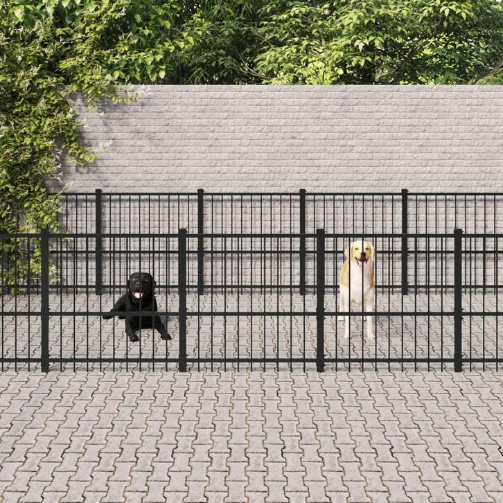 vidaXL Hondenkennel voor buiten 22,58 m² staal, Dieren en Toebehoren, Hondenbenches, Nieuw, Verzenden
