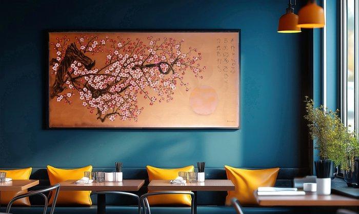 Ksavera - Bronze Japanese sakura J428 - painting on XXL, Antiek en Kunst, Kunst | Schilderijen | Modern