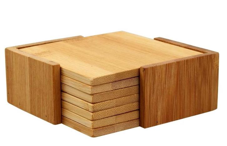 Set van 7 bamboe vierkantjes (10x10x0.6 cm), Doe-het-zelf en Bouw, Gereedschap | Overige machines, Nieuw, Verzenden