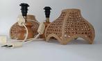 Lampe de table (2) - paille de Vienne/bois h.28, Antiek en Kunst