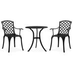 vidaXL 3-delige Bistroset gietaluminium zwart, Tuin en Terras, Tuinsets en Loungesets, Verzenden, Nieuw