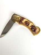 24K gold plated hunting collectors knife Franklin Mint Wild