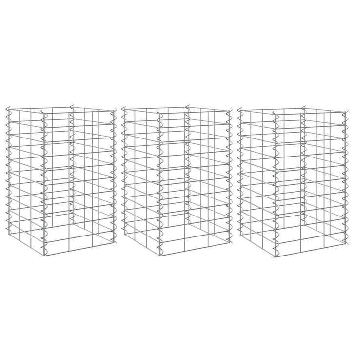 vidaXL Gabion plantenbakken 3 st verhoogd 30x30x50 cm ijzer, Tuin en Terras, Bloempotten, Nieuw, Verzenden