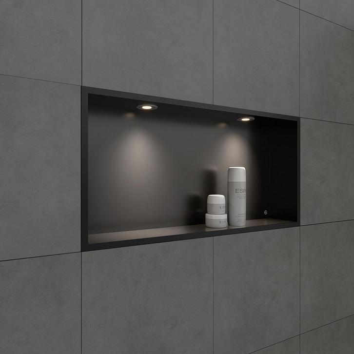 Inbouwnis BWS Alfie 30x60 cm Met LED Verlichting Mat Zwart, Doe-het-zelf en Bouw, Sanitair, Bad, Nieuw, Ophalen of Verzenden