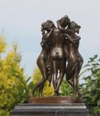 sculptuur, de 3 gezusters - 26 cm - brons marmer