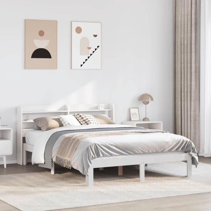 vidaXL Bedframe met hoofdeinde zonder matras 120x200 cm wit, Huis en Inrichting, Slaapkamer | Bedden, Nieuw, Verzenden