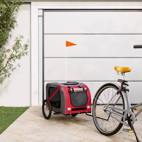 vidaXL Hondenfietstrailer oxford stof en ijzer rood en grijs, Dieren en Toebehoren, Overige Dieren-accessoires, Nieuw, Verzenden