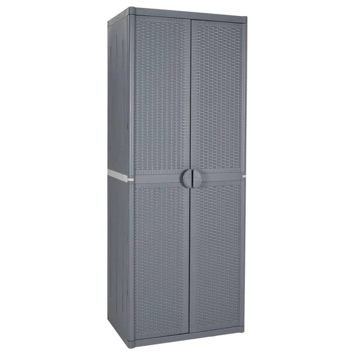 vidaXL Tuinkast 65x45x172 cm PP rattan grijs, Huis en Inrichting, Kasten | Overige, Nieuw, Verzenden