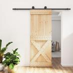vidaXL Schuifdeur met beslag 80x210 cm massief grenenhout, Doe-het-zelf en Bouw, Deuren en Vliegenramen, Verzenden, Nieuw