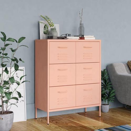vidaXL Ladekast 80x35x101,5 cm staal roze, Huis en Inrichting, Kasten | Overige, Nieuw, Verzenden
