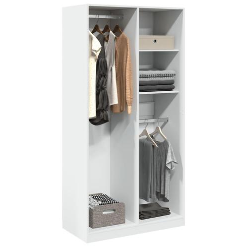 vidaXL Kledingkast 100x50x200 cm bewerkt hout wit, Huis en Inrichting, Kasten | Kleerkasten, Nieuw, Verzenden