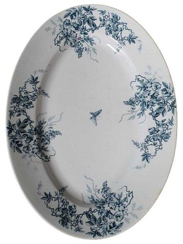 Plat - Céramique - Glycine/Décor au Papillon