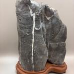 Waterval Kijksteen (Suiseki) – met Handgesneden Houten Basis