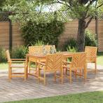 vidaXL Tuin Eettafel Set 6 pcs Bruin 150 x 90 x 74 cm, Tuin en Terras, Tuintafels, Verzenden, Nieuw