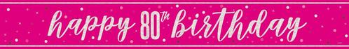 Happy Birthday Banner Roze 80 Jaar 2,75m, Hobby & Loisirs créatifs, Articles de fête, Envoi