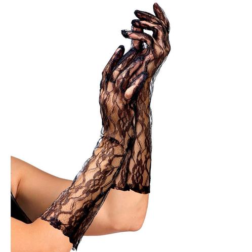 Zwarte Handschoenen Kant Lang, Hobby en Vrije tijd, Feestartikelen, Nieuw, Verzenden