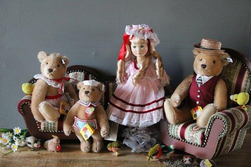 Reeves/Steiff: Goldilock met de drie beren set (Gibson pop), Antiquités & Art, Antiquités | Jouets