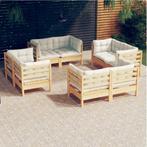 vidaXL Salon de jardin 8 pcs avec coussins crème Bois de, Verzenden, Neuf, Salons de jardin