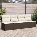 vidaXL Tuinbank 4-zits met kussens poly rattan bruin, Verzenden, Nieuw