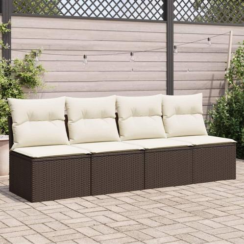 vidaXL Tuinbank 4-zits met kussens poly rattan bruin, Tuin en Terras, Tuinsets en Loungesets, Nieuw, Verzenden