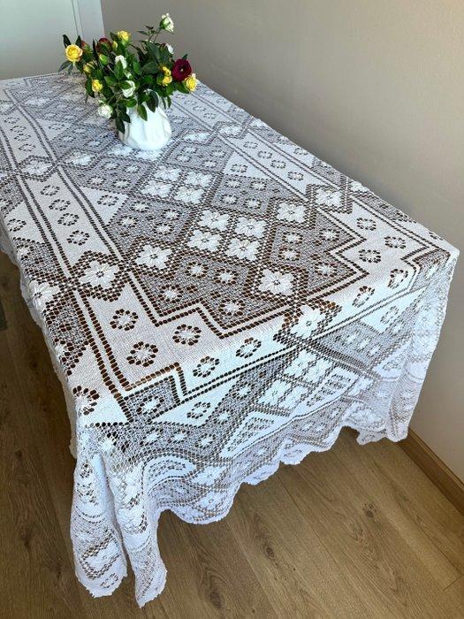 Tafeltextiel. Prachtig kanten tafelkleed met de hand gemaakt, Antiek en Kunst, Antiek | Tapijten, Tafelkleden en Textiel