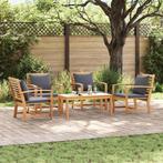 vidaXL Tuinbank Set Naturel Massief teakhout, Tuin en Terras, Verzenden, Nieuw