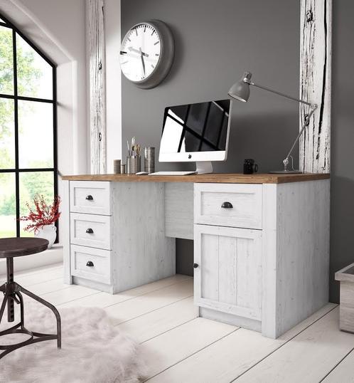 Bureau Parello - Wit - Eiken - 160 cm, Maison & Meubles, Bureaux, Envoi