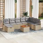 vidaXL 9-delige tuinzetel set met kussens in beige poly, Tuin en Terras, Tuinsets en Loungesets, Verzenden, Nieuw