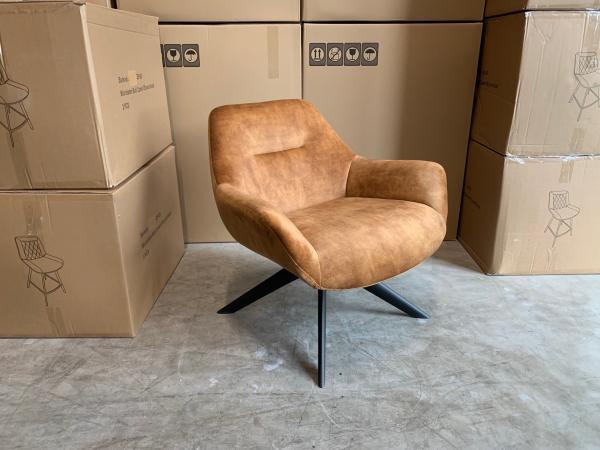 Veiling - Fauteuil Las - Velours - Velvet - Cognac - Goud, Huis en Inrichting, Fauteuils, Nieuw