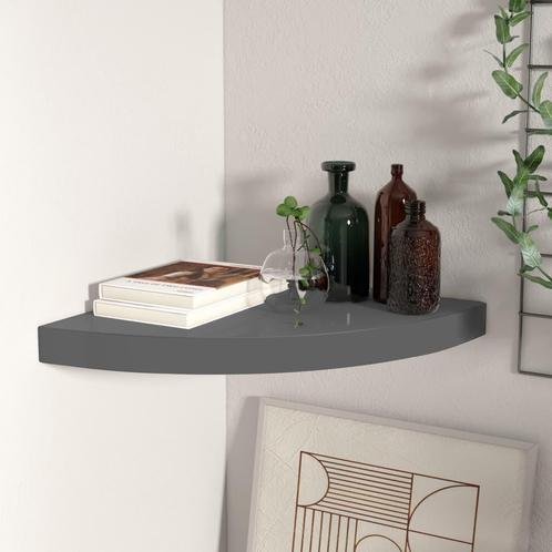 vidaXL Hoekschap zwevend 35x35x3,8 cm MDF hoogglans grijs, Huis en Inrichting, Kasten | Wandmeubels, Nieuw, Verzenden