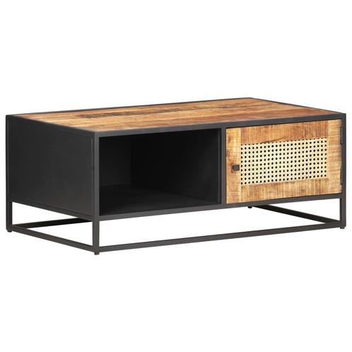 vidaXL Salontafel 90x50x35 cm ruw mangohout en natuurlijk, Huis en Inrichting, Tafels | Salontafels, Nieuw, Verzenden