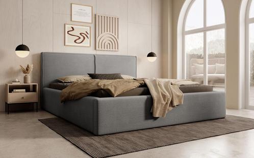 Meubella | Tweepersoonsbed 160x200 antraciet ribstof, Maison & Meubles, Chambre à coucher | Lits, Envoi
