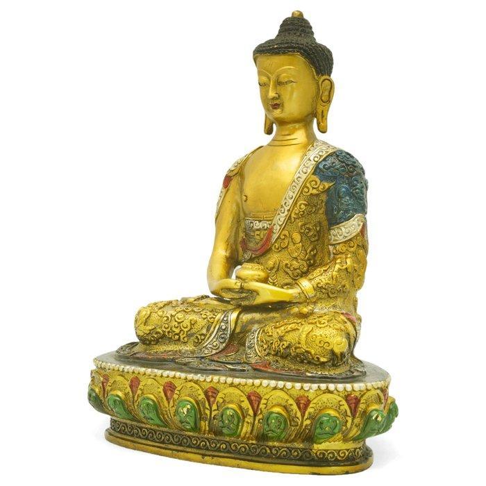 Tibetaanse stijl verguld en veelkleurig koperen beeld van, Antiek en Kunst, Antiek | Overige Antiek