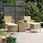 vidaXL 5-delige Bistroset poly rattan en gehard glas beige, Tuin en Terras, Verzenden, Nieuw