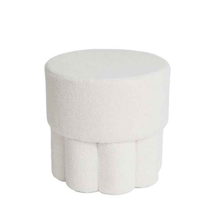 Pouf en teddy design - blanc - Ø 45 x 42 cm, Huis en Inrichting, Zetels | Voetbanken en poefs, Verzenden