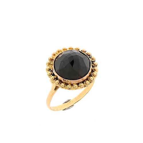 Gouden ring met granaat | Vintage (rond facet, geelgoud), Handtassen en Accessoires, Ringen, Dame, Met edelsteen, Overige kleuren