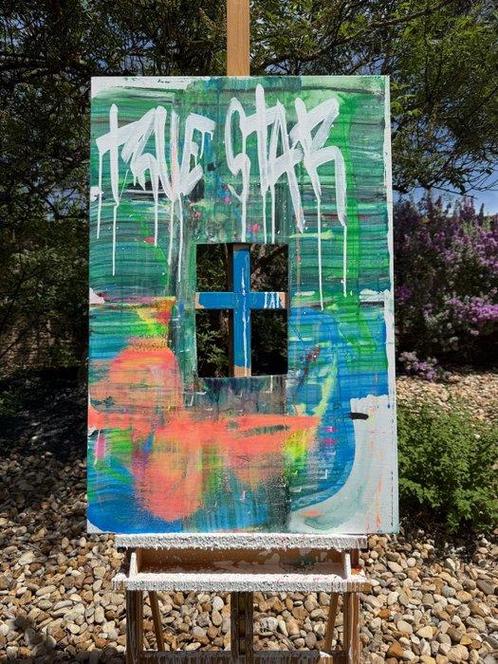 Karl Lagasse (1981) - True Star (Grande toile) - No reserve, Antiek en Kunst, Kunst | Schilderijen | Modern