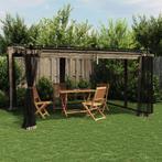 vidaXL Prieel met zijwanden van gaas 4x3 m staal taupe, Verzenden, Nieuw